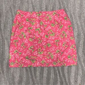 Lilly Pulitzer White Label Pink Palm Tree Cotton Mini Skirt Women’s Size 4